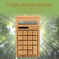 thumbnail image 2 of Calculadora electrónica de bambú ecológica, contador, función estándar, 12 dígitos, energía solar y batería, doble uso, para el hogar, la oficina, la escuela, la tienda minorista, 2 of 9