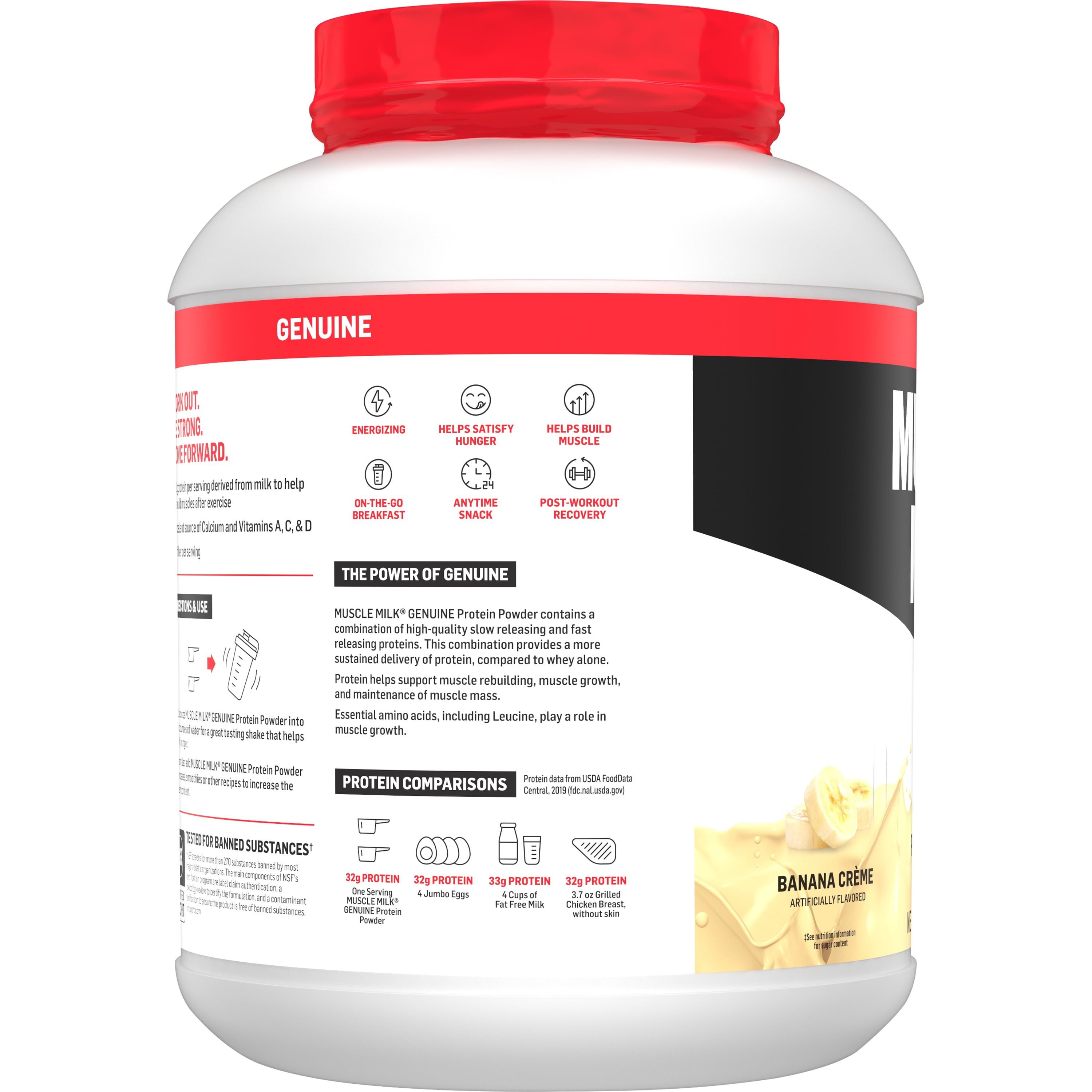 Muscle Milk Genuine Protein Powder, 32g Protein, Banana Creme, 4.94 Pound,  32 Servings