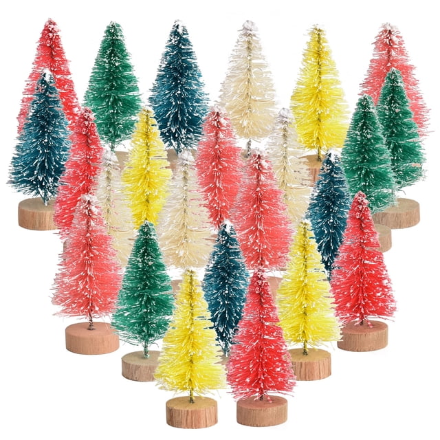 Árbol de Navidad VIOCIWUO Artificial Mini 1.7 pulgadas, 24 unidades con base