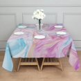 thumbnail image 3 of 52x52in(132x132cm) Square Tablecloth, Waterproof Polyester Table Cover, Wrinkle Resistant & Washable Fabric for Dining, Kitchen, Picnic, Turquoise Marble Pattern, 3 of 6