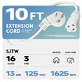 thumbnail image 2 of Cable de extensión EP de 3 m, 16 AWG, 3 clavijas, con conexión a tierra, blanco, 2 of 7