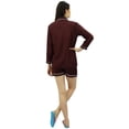 thumbnail image 2 of Bimba Button-Down Shirt With Elastic Waist Shorts 2 Pcs Full Sleeve Night Wear Set, 2 of 11
