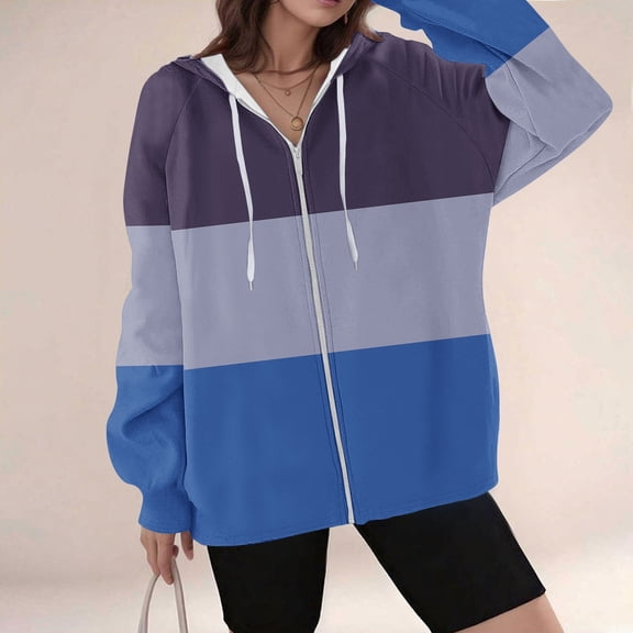 FDGIU Women's Zip Up Hoodies - Oversized Fleece Sweatshirt Lightweight Jacket, Long Sleeve Casual Pockets Pullover Plus Size Fall Winter Spring Fashion