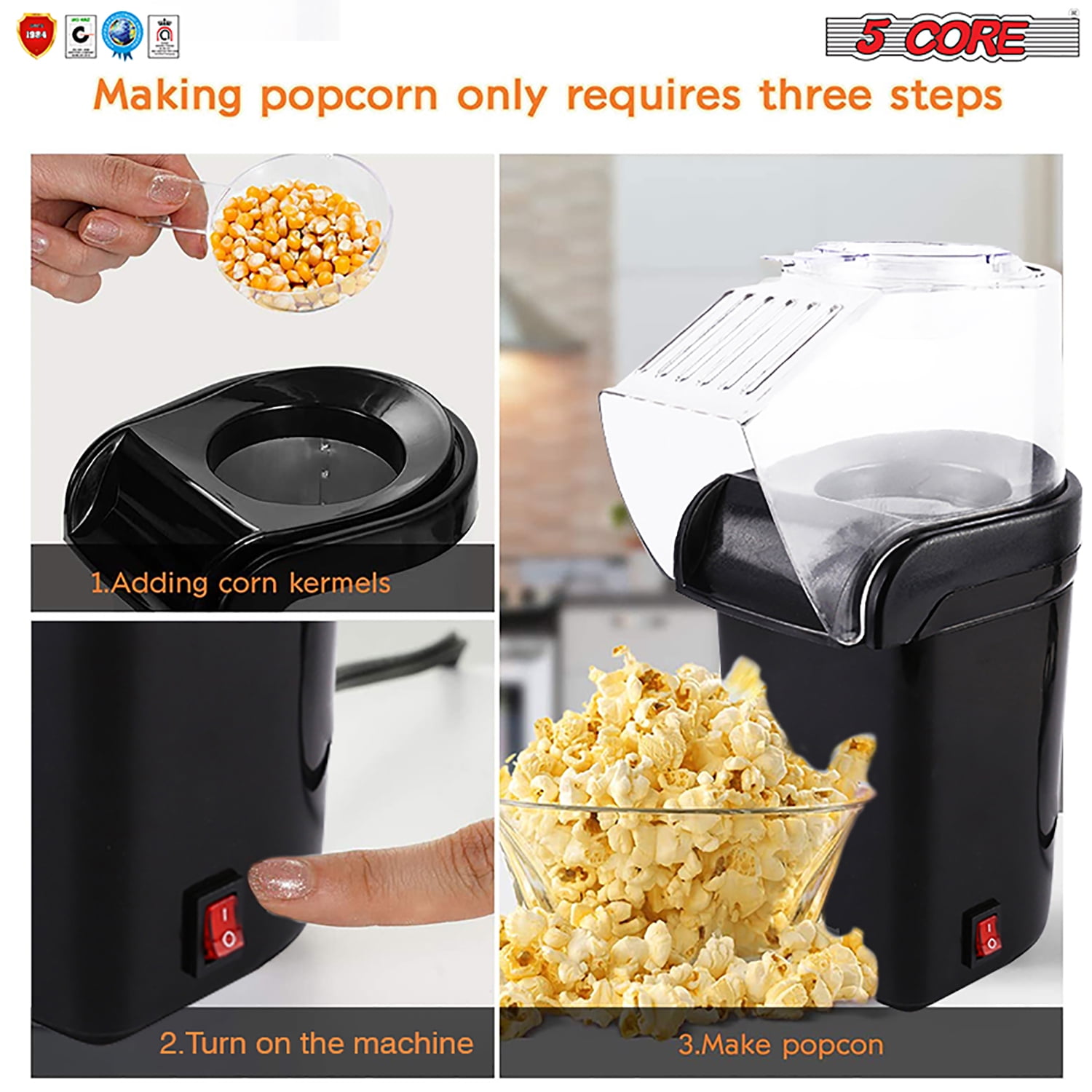 Corn Maker BPA Free No Oil Usefu Details about   Hot Air Electric Popcorn Machine Popper Kernel 