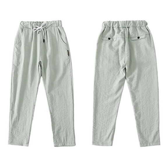 ZLBDYG Boys Cotton Linen Pants Summer Lightweight Athletic Running Joggers Pant Kids Teen Soft Elastic Waist Trousers Casual Clothes