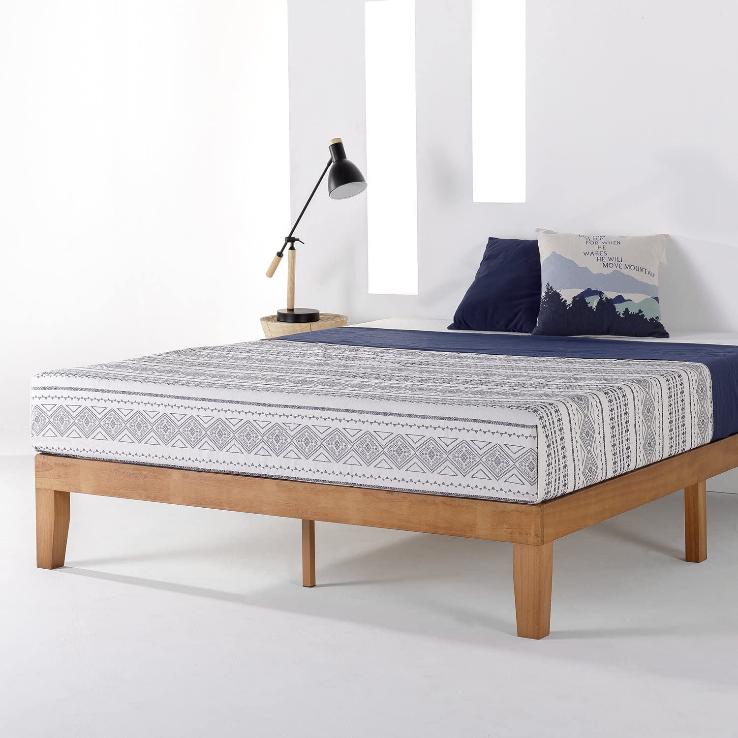 Mellow Naturalista Classic 12 Inch, New Wood Platform Bed Frame Xl Twin Size Solid Hardwood