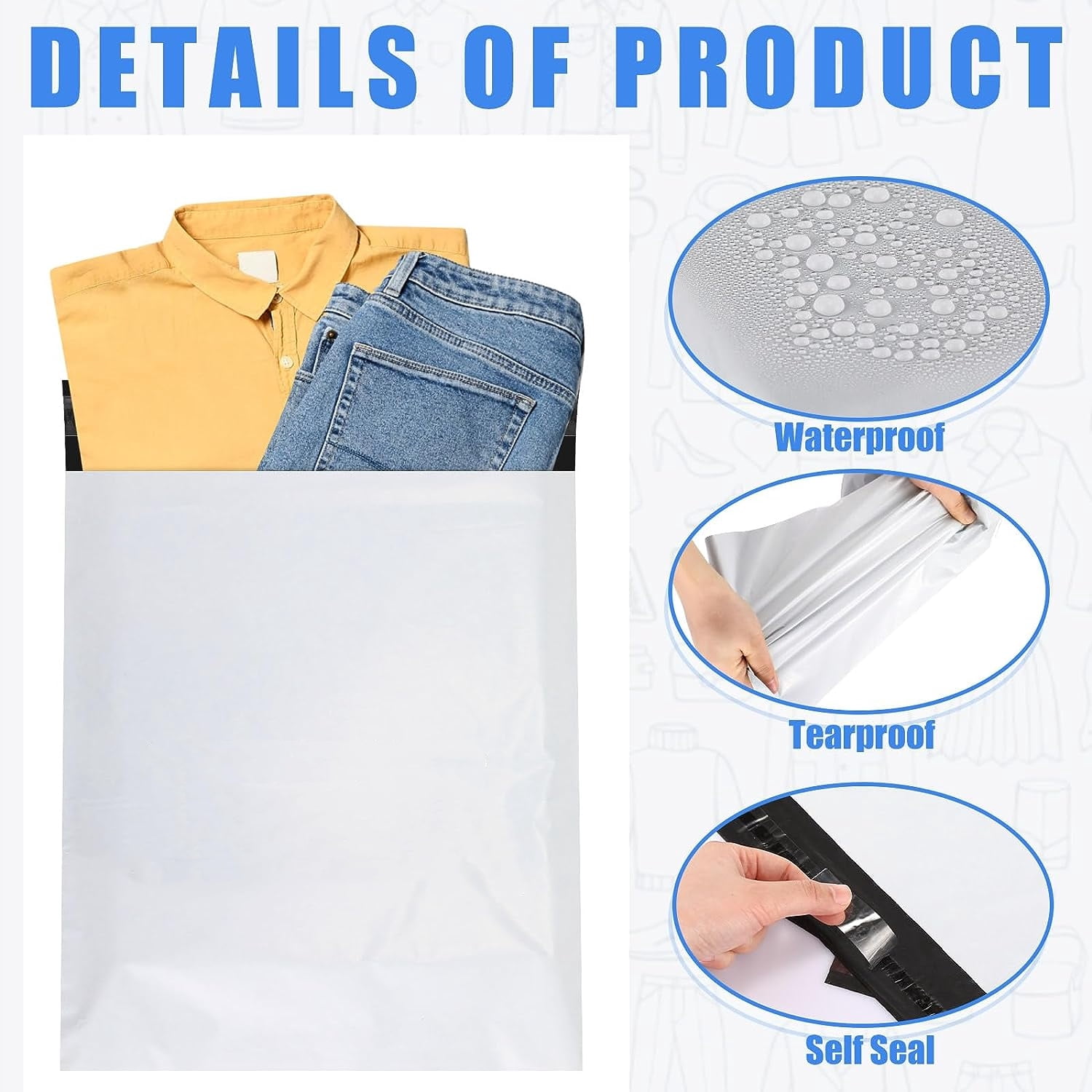 FungLam Poly Mailers 12"x15.5", 500 Pack Large Waterproof Poly Bags for Shipping, Self Sealing Plastic Mailing Bags, Shipping Bags for Clothes