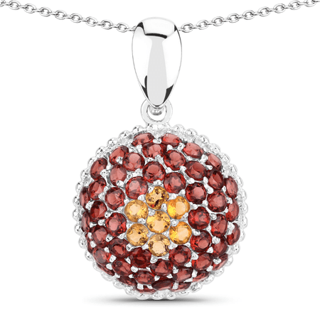 Genuine Citrine Garnet Cluster Necklace