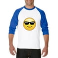 thumbnail image 1 of Artix - Mens Raglan Sleeve Baseball T-Shirts - Emoji with Sunglasses, 1 of 5
