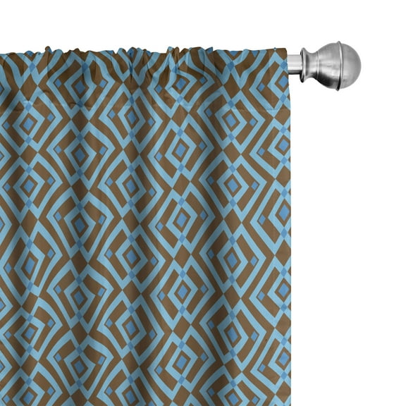 Ambesonne Geometric Curtains, Nested Square Pattern, Pair of 28"x63", Brown and Sky Blue