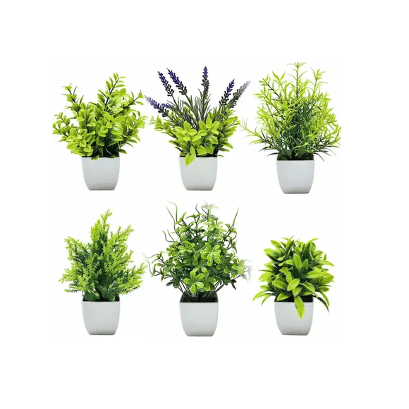 6 Piezas Plantas Helecho Artificiales Xtellar Decorativas En Macetas Verdes, Ideales Para Oficina, Baño, Escritorio Y Decoración blanco