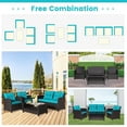 thumbnail image 6 of Gymax 4PCS Outdoor Conversation Set Patio PE Rattan Set w/ Glass Table & Sofa Cushions Turquoise, 6 of 10
