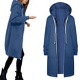 thumbnail image 7 of Women Casual Zip up Polyester Hoodies, Long Hoodie Tunic Jackets Long Sleeve Sweater Dress with Side Pockets Blue S, 7 of 7