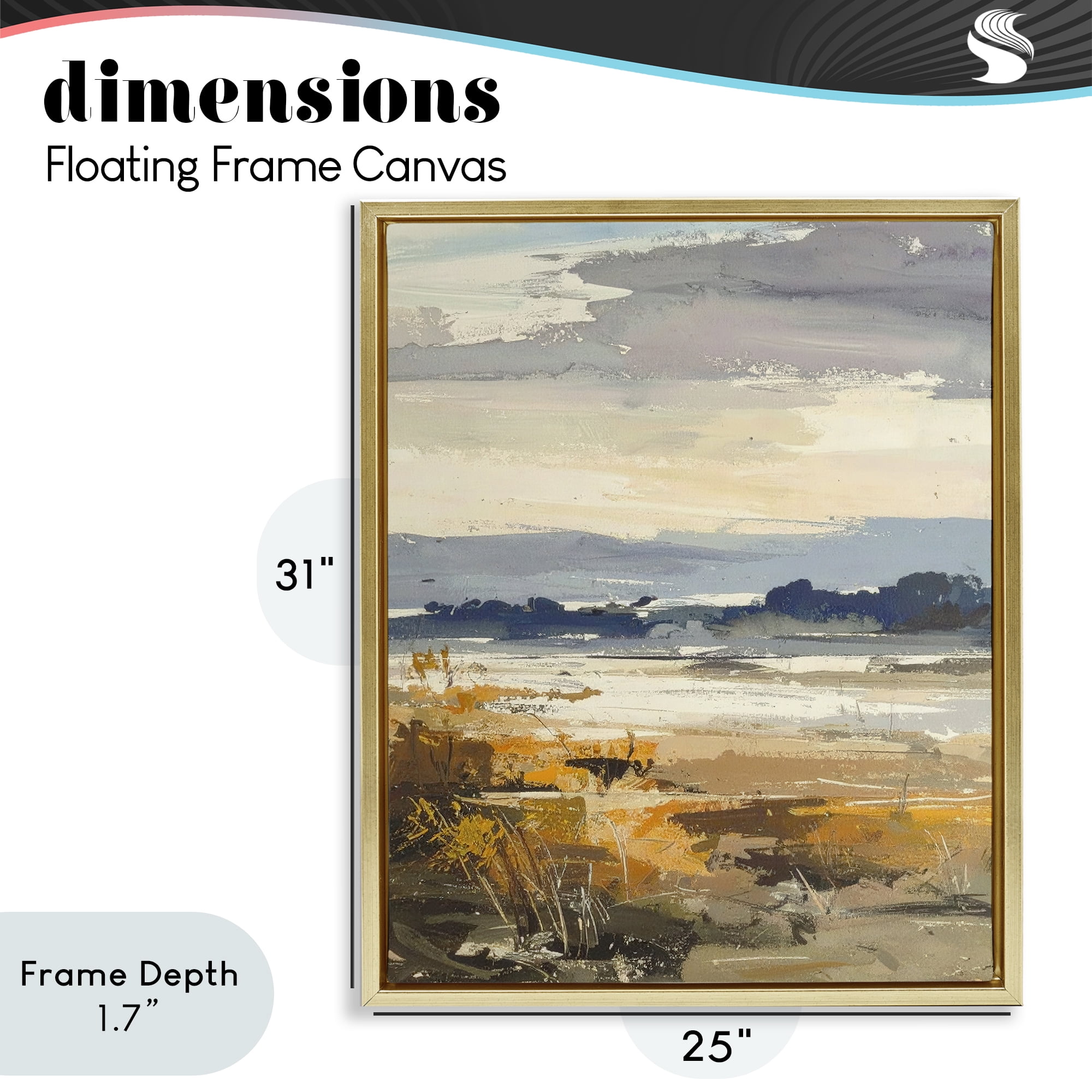 Stupell Industries Distant Horizon Abstract Gold Framed Floater Canvas Wall Art, design by Alonza Saunders