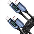thumbnail image 1 of HAHDAXIA 100W USB C to USB C Cable 6.6ft/2Pack Type C Charge Fast Charging Cable USB C Cable with LED Display, C to C Type Fast Charging Cable 480Mbps Nylon Braided Type C Cable for Samsung G, 1 of 7