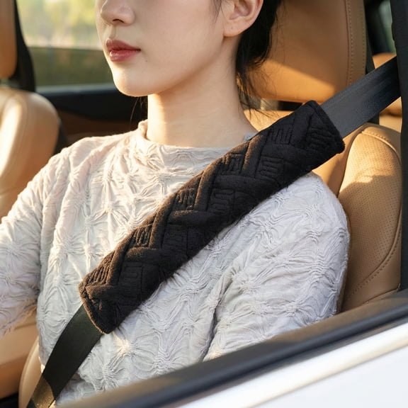 Memory Foam Seat Belt Shoulder Pads, 2-Pack - Universal Comfort Covers to Relieve Pressure for Long Drives, Black Car Accessories