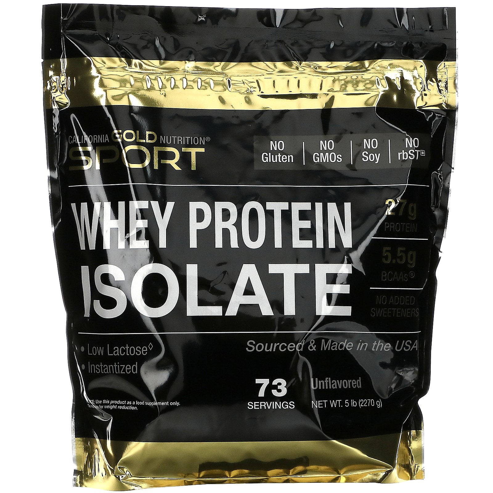 California Gold Nutrition Whey Protein Isolate, Unflavored, 5 lb (2270 ...