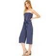 thumbnail image 2 of Ambiance Apparel Women's Juniors Striped Wide Leg Tube Top Jumpsuit (S, Navy), 2 of 4