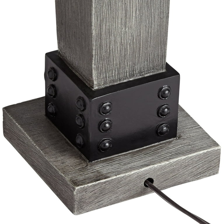 John timberland modern farmhouse table lamps set of 2 led gray wood dark metal rectangular shade for living room bedroom bedside deals