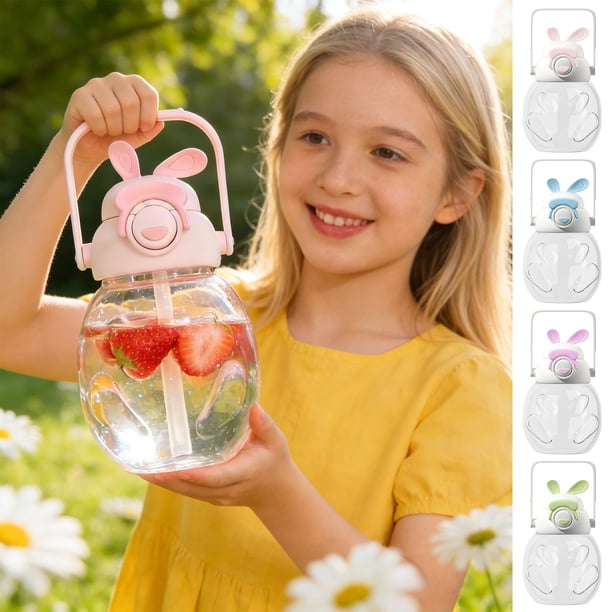 Vaso De Agua De Plástico Botella de agua de gran capacidad de 1000 ml con pajita, portátil, para deportes al aire libre, color azul (1 unidad) JASKFLY