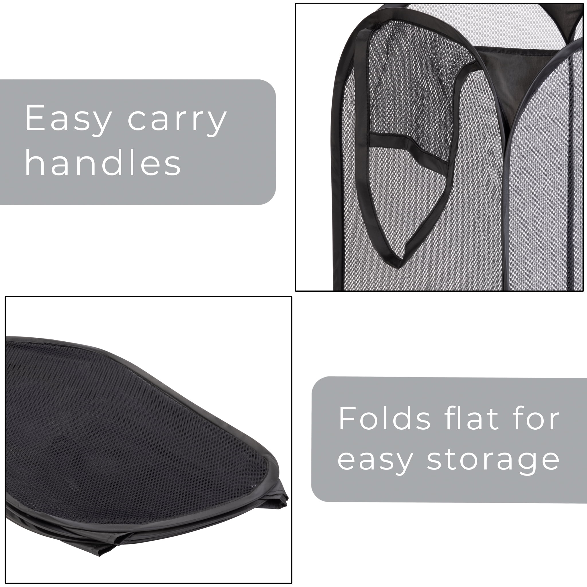 Mainstays Pop-Up Spiral Polyester Laundry Hamper, Rich Black, Adult