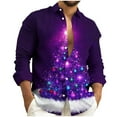thumbnail image 2 of Fznquz Collared Big and Tall Button Up Shirt Men Long Sleeve Purple Christmas Shirt Winter Xmas Print Men Fashion, 2 of 8