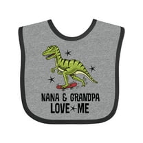 Inktastic Nana and Grandpa Love Me Dinosaur Grandson Boys Baby Bib
