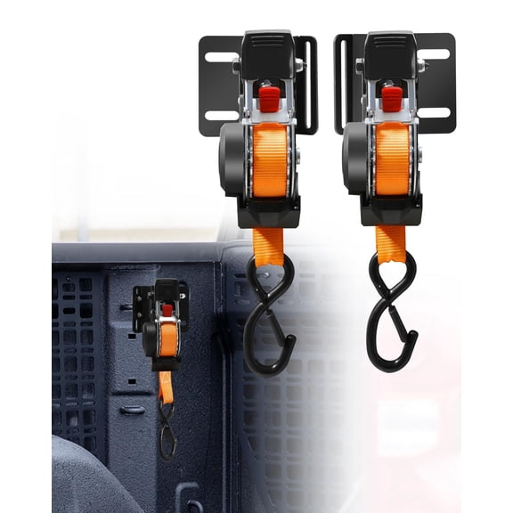2PCS Dual-Pivot Retractable Truck Bed Ratchet Straps,Multi-Angle Rotation Bed Mounted Retractable Tie Down Strap Compatible with Chevy Silverado GMC Sierra 1500 (2019-2025)