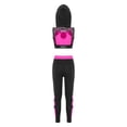 thumbnail image 4 of YIZYIF Kids Girls 3Pcs Sports Outfit Activewear Camisole Mesh Hoodie Cropped Vest Running Jogger Set Hot Pink 14, 4 of 7
