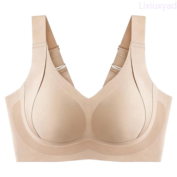Lixiuxyad Everyday Bras Seamless Full Coverage Bra For Supportive Comfort Underwire Lift Side Smoothing,Beige