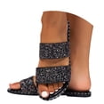 thumbnail image 2 of IUJSOY Women's Glitter Two Band Slides Sandals Flats Slip on Rivet Memory Foam Summer Slippers, 2 of 9