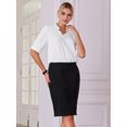 thumbnail image 2 of DARING DIVA Contrast Color Short Sleeve Work Pencil Dress S Black, 2 of 6
