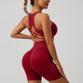thumbnail image 5 of Two Piece Workout Sets For Women Tank Top Matching High Waist Booty Lifting Shorts Gym Yoga Active Wear Outfits,Quick Dry(Wine,L), 5 of 5