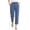 Y7-Blue, variant on Cotton Linen Dressy Pants for Women Cuffed Cropped Straight Leg Button Pants with Pockets Elastic High Waisted Trousers Loose Fit Summer Vacation Baggy Lounge Slacks,Sky Blue 2XL