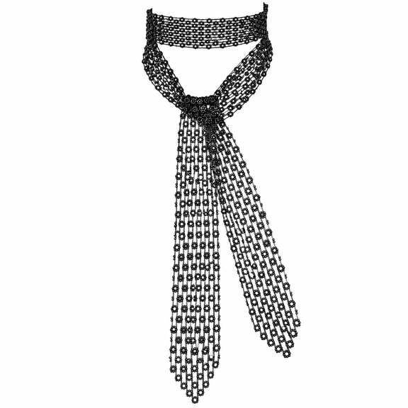 BABOMAREON Rhinestone Ties for Women Long Skinny Scarves, Sparkly Glitter Scarf Necktie for Party Wedding Daily