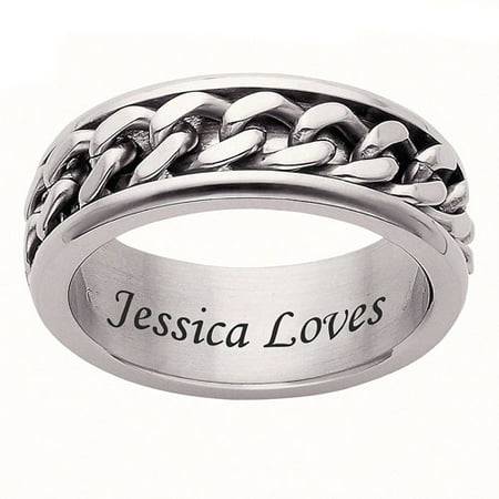 Personalized Men's Curb Chain Stainless Steel Spinner Band
