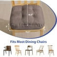 thumbnail image 3 of Chair Cushions for Dining Chairs, Dining Chair Cushions, Tufted Indoor Chair Pads with Ties & Non Slip Backing, Seat Cushions for Kitchen Chairs 16.5” x 16.5” x 3.5”, Set of 4, Light Brown, 3 of 14