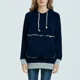 thumbnail image 2 of QQAMB Women Sweatshirt Small Pet Carrier Dog Cat Pouch Coats Pullover Tops Kangaroo Zipper Pocket Hooded Plain Jacket Navy L, 2 of 5