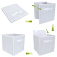 thumbnail image 7 of EZOWare Set of 4 Foldable Fabric Basket Bins, Collapsible Storage Organizer Cube 10.5 x 10.5 x 11 inch for Nursery, Playroom, Kids, Living Room - (White), 7 of 7