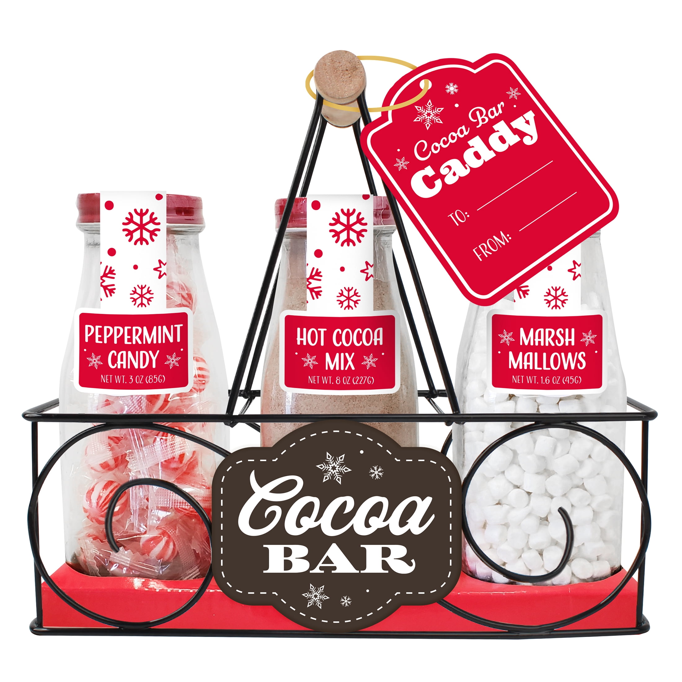 Christmas Holiday Cocoa Bar Caddy Gift Set with Hot Cocoa