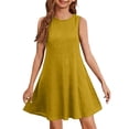 thumbnail image 2 of CCRFTGI Summer Dresses for Child Girls Size 10-12 Casual Cotton Linen Fashion Tank Sleeveless Dress Birthday Party A-Line Dresses Yellow 7-8 Years, 2 of 4
