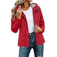 thumbnail image 2 of Valufy Women's Waterproof Hooded Rain Jacket, Lightweight Striped Lined Windbreaker with Drawstring Waist and Pockets, 2 of 9