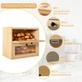 thumbnail image 5 of Double Layer Large Bread Box for Kitchen Counter, Wooden Corner Bread Storage Container with Acrylic Window, Original, 5 of 14
