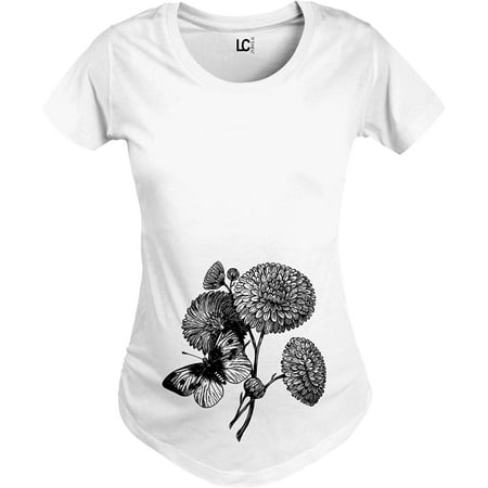 

Butterfly and Flowers - Maternity Scoop Neck Graphic T-Shirt