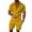 Yellow1, variant on 2 Piece Short Sets for Men Summer Beach Outfits Striped Texture Zipper Shirts & Shorts Casual Vacation Set