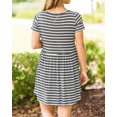 thumbnail image 2 of High Waist Striped Print Short Sleeve Casual Mini Dress, 2 of 2
