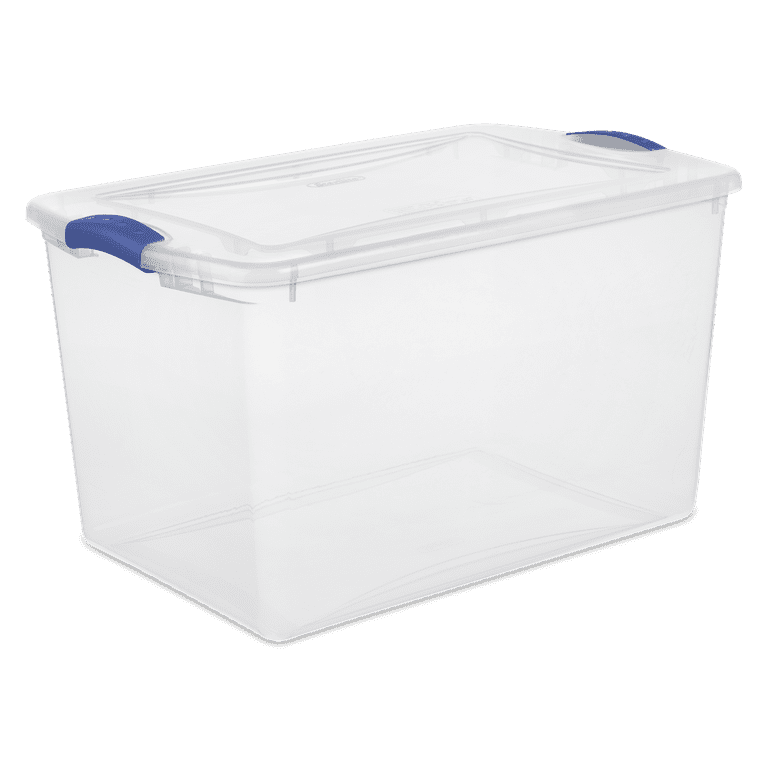 Iris 7.5 gal. Weatherpro Clear Plastic Storage Box with Blue Lid (4-Pack)