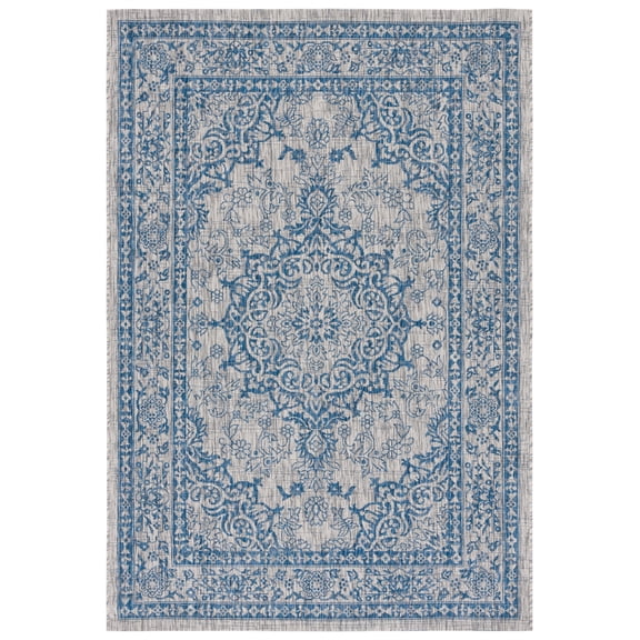 SAFAVIEH Courtyard Desi Medallion Indoor/Outdoor Area Rug, Grey/Navy, 8' x 11'