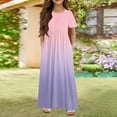 thumbnail image 2 of Girls Summer Sundress Short Sleeve Ombre Maxi Dress Soft and Comfortable Casual Long Dress for Kids Perfect for Summer ,Sie:130, 2 of 6