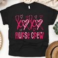 thumbnail image 1 of Nurse Crew T-Shirt with Pink Heart Stethoscope Design, Black, Size L, 1 of 6